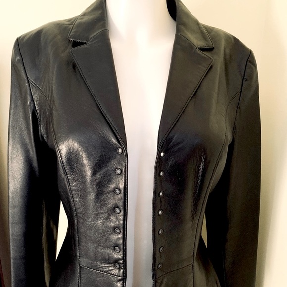 Danier black real leather blazer lace up US XS 6-8